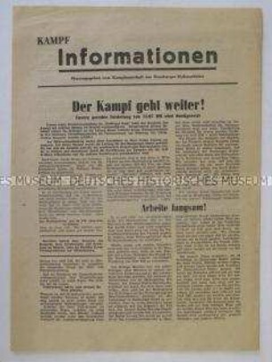 Informationsblatt der Streikleitung zum Hamburger Hafenarbeiter-Streik 1951