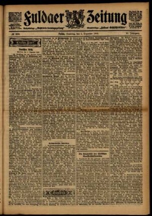 Erste Ausgabe vom Samstag, den 05. Dezember 1903.