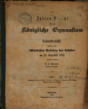 Jahresbericht : Ostern .... 1873/74