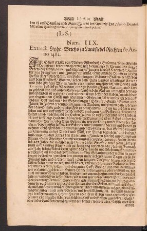 Num. IIX. Extract-Leyhe-Brieffs zu Landsiedel Rechten de Anno 1482.