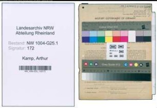 Entnazifizierung Arthur Vande Kamp , geb. 29.07.1904 (Geschaeftsfueherer)