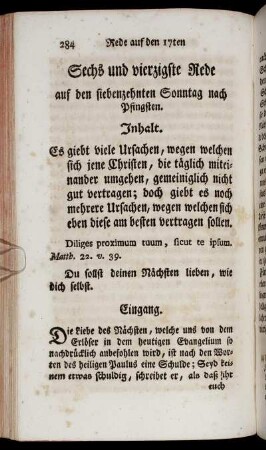 Sechs und vierzigste Rede auf den siebenzehnten Sonntag nach Pfingsten.