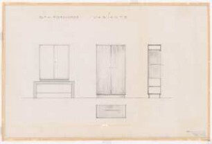 Reichsluftfahrtministerium, Berlin: Ruheraum Oberstleutnant Bruch Q1R (4. OG): Schrank Ansichten, Schnitte