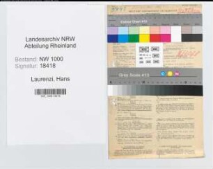 Entnazifizierung Hans Laurenzi, geb. 25.05.1901 (Betriebspruefer)