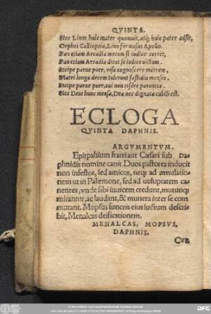 Ecloga Quinta Daphnis.