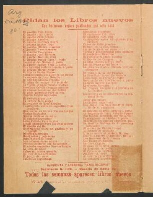 [Publicidad de Imprenta y Librería "Americana"]