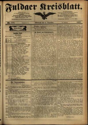 Erste Ausgabe vom Mittwoch, den 04. Dezember 1907.