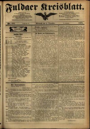 Erste Ausgabe vom Mittwoch, den 04. Dezember 1907.