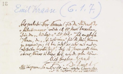 Brief an Emil Krause