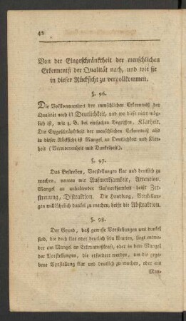 Von der Eingeschränktheit der menschlichen Erkenntniß der Qualität nach, und wie sie in dieser Rücksicht zu vervollkommnen
