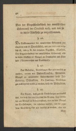 Von der Eingeschränktheit der menschlichen Erkenntniß der Qualität nach, und wie sie in dieser Rücksicht zu vervollkommnen