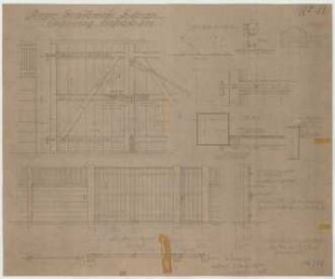 Fischer, Theodor; München; Bayerische Geschützwerke - Einfriedung u. Einfahrtstor (Grundriss, Ansichten, Details)