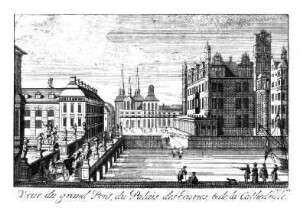 Veue du grand Pont, du Palais des Ecuries & de la Cathedrale