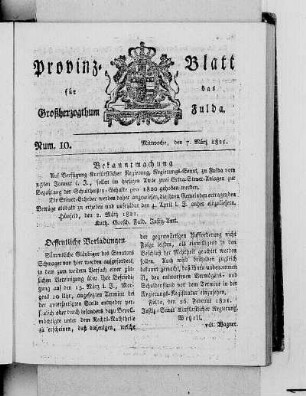 Num. 10, Ausgabe vom 7. März 1821