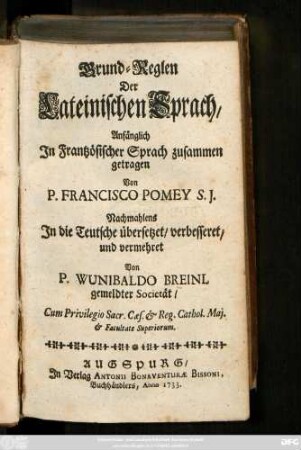 Grund-Reglen Der Lateinischen Sprach