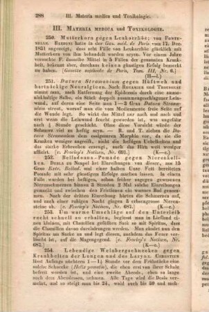 III. Materia medica und Toxikologie.