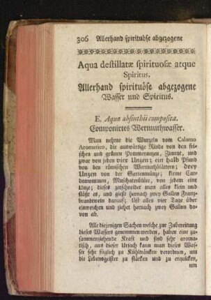 Aqua destillatae spirituosae atque Spiritus. Allerhand spirituöse abgezogene Wasser und Spiritus