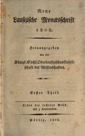 Neue lausizische Monatsschrift. 1808