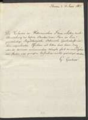 Brief von Gottfried Gärtner an Regensburgische Botanische Gesellschaft