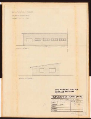 Reichsluftfahrtministerium, Berlin Baubüro im Baugelände: Erweiterung: Ansichten 1:100