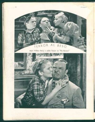Terror al beso - según Wallace Beery y Jackie Cooper en "The Bowery"