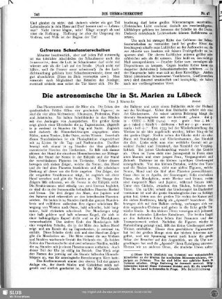 Die astronomische Uhr in St. Marien zu Lübeck (Schluß)