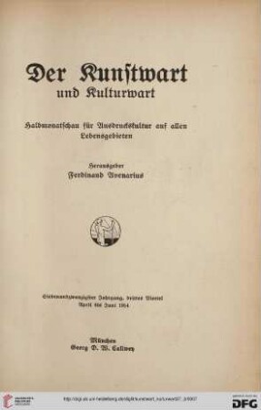 27,3: Kunstwart und Kulturwart