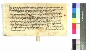 Albrecht von Schwabsberg (Swabsberg) bestätigt den Empfang von Lehen in Lengenfeld und Dalkingen (Talkingen) von Abt Siegfried Gerlacher zu Ellwangen.