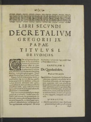 Libri Secundi Decretalium Gregorii IX. Papae. Titulus I.