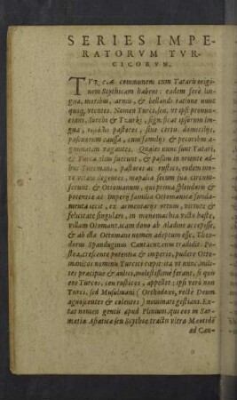 Series Imperatorum Turcicorum.