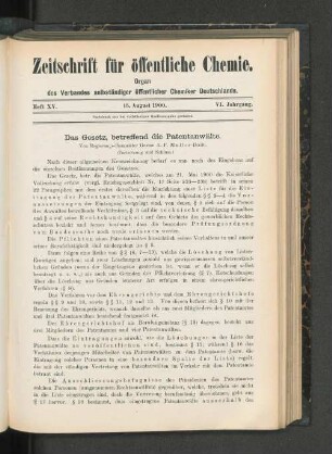 Heft XV. 15. August 1900.