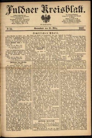 Erste Ausgabe vom Samstag, den 20. März 1897.