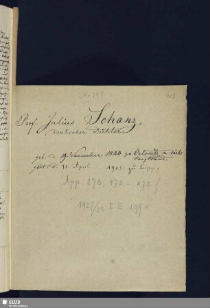 175-175f. Schanz, Julius