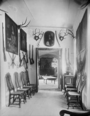 Burg, Schloss : Burgk. Schloß. Blick aus der Rittergalerie des 3. Obergeschosses in den Rittersaal