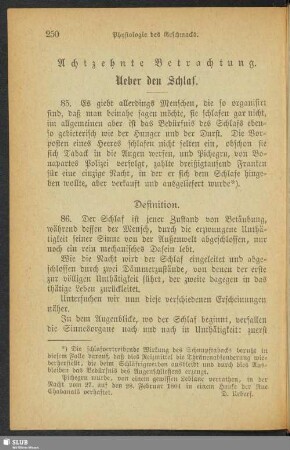 Achtzehnte Betrachtung. Ueber den Schlaf