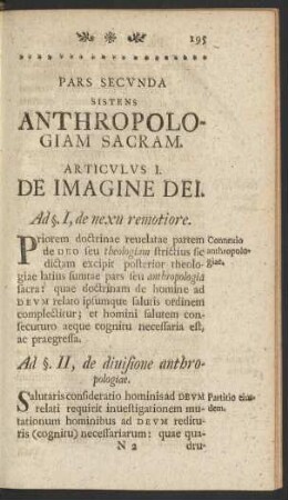 Pars Secunda Sistens Anthropologiam Sacram