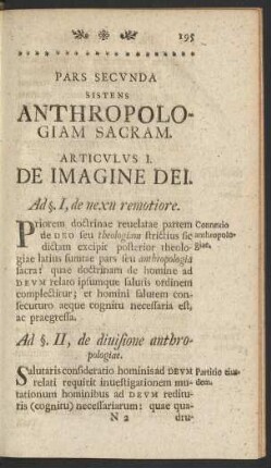 Pars Secunda Sistens Anthropologiam Sacram