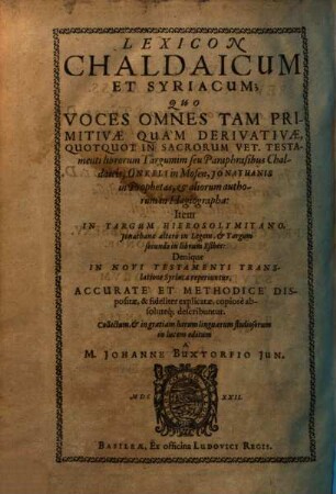 Lexicon Chaldaicum et Syriacum