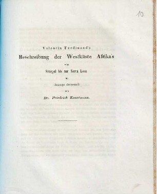 Valentin Ferdinand's Beschreibung der Westküste Afrika's vom Senegal bis zur Serra Leoa