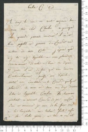 Brief von Victorine de Chamisso an Charles de Chamisso