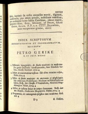 Index Scriptorum Dissertationum Et Programmatum Editorum A Petro Gerike ...