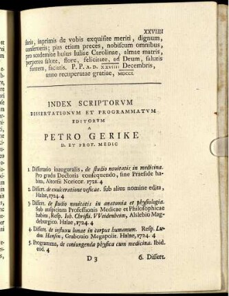 Index Scriptorum Dissertationum Et Programmatum Editorum A Petro Gerike ...
