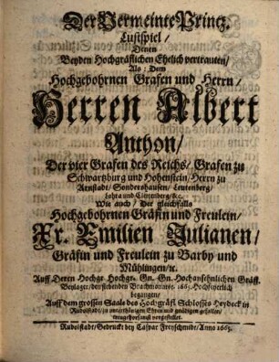 Filidors Trauer- Lust- und Misch Spiele. Erster Theil