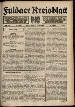 Erste Ausgabe vom Freitag, den 24. November 1911.