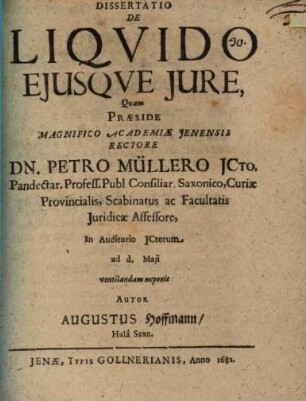 Diss. de liquido eiusque iure