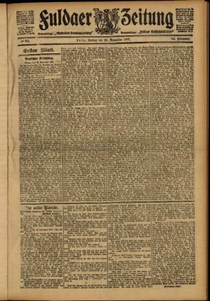 Erste Ausgabe vom Freitag, den 29. November 1907.