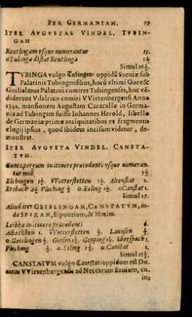 Iter Augustae Vindel. Tubingam