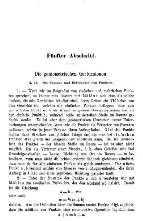 Die goniometrischen oder Hamilton'schen Quaternionen.