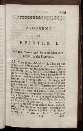 Argument of Epistle I. - Epistle IV