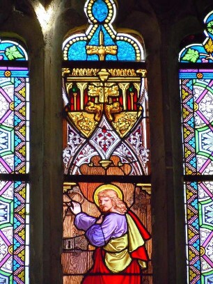 Quedlinburg - farbiges Kirchenfenster : Glasfenster in der Kirche St. Aegidiien. Aufgenommen in Quedlinburg am 9. September 2012